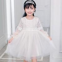 ball gown short mini flower girl dress cotton lace tulle jewel with em ...