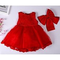 Ball Gown Short / Mini Flower Girl Dress - Organza Jewel with Bow(s) Lace