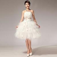 ball gown wedding dress little white dress knee length strapless tulle ...