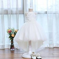 Ball Gown Asymmetrical Flower Girl Dress - Cotton Satin Tulle Halter with Sequins