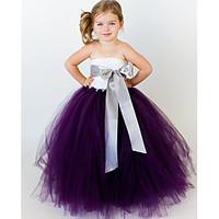 ball gown ankle length flower girl dress tulle polyester sleeveless st ...