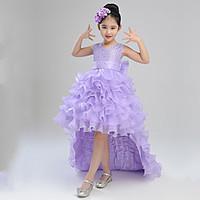 ball gown asymmetrical flower girl dress cotton organza satin v neck w ...