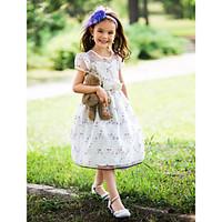 Ball Gown Knee-length Flower Girl Dress - Silk Halter with Bow(s) / Sash / Ribbon