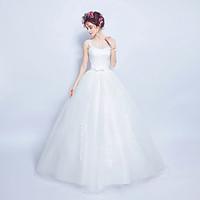 Ball Gown Wedding Dress - Classic Timeless Floor-length Scoop Tulle with Lace