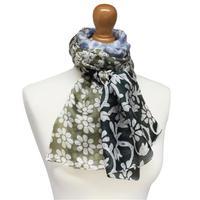 Batik Ombre Silk Scarf, Grey/Blue/Taupe