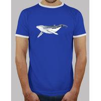 baby humpback whale man retro style royal blue and white