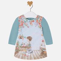 Baby girl long sleeve dress with print Mayoral