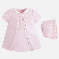Baby girl short sleeve dress with bonnet Mayoral