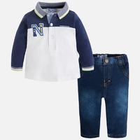 baby boy long sleeve polo shirt and trousers set mayoral