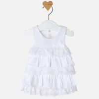 baby girl sleeveless dress with guipure ruffles mayoral