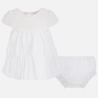 baby girl short sleeve guipure dress with ruffles mayoral