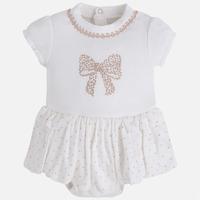 baby girl skirted onesie with embroidered bow mayoral