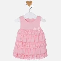 Baby girl sleeveless dress with guipure ruffles Mayoral