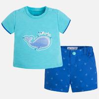 Baby boy shorts with whale print t-shirt Mayoral
