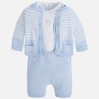 baby boy t shirt cardigan and shorts with suspenders mayoral