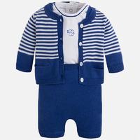 baby boy t shirt cardigan and shorts with suspenders mayoral
