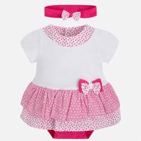 Baby girl skirted onesie and headband Mayoral