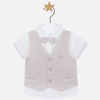 baby boy short sleeve shirt with vest and bowtie mayoral