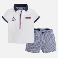 Baby boy jacquard shorts and short sleeve polo Mayoral