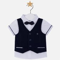 baby boy short sleeve shirt with vest and bowtie mayoral