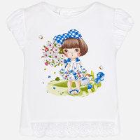 Baby girl short sleeve embroidered hem t-shirt Mayoral
