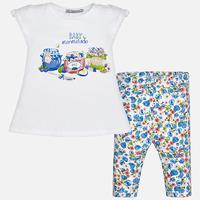 Baby girl cropped leggings and shorts sleeve t-shirt with bows Mayoral