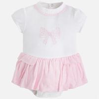 Baby girl skirted onesie with embroidered bow Mayoral