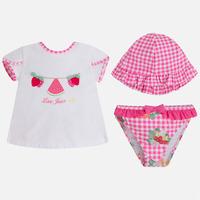 Baby girl short sleeve t-shirt swimsuit and hat Mayoral