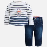 baby boy set with long denim trousers mayoral