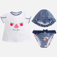 Baby girl short sleeve t-shirt swimsuit and hat Mayoral