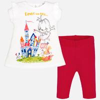 Baby girl short sleeve t-shirt with ruffles and cropped leggings Mayoral