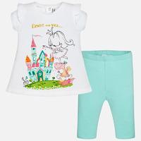 Baby girl short sleeve t-shirt with ruffles and cropped leggings Mayoral