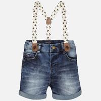 Baby boy denim shorts with suspenders Mayoral