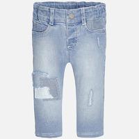 baby girl denim long trousers with patches mayoral