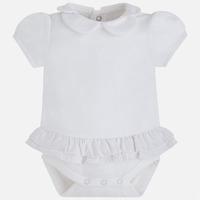 Baby girl exterior bodysuit with ruffles and shirt collar Mayoral