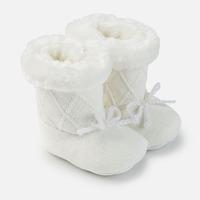 Baby girl knit pram boots with faux fur Mayoral