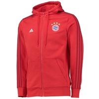 Bayern Munich 3 Stripe Hooded Zip Top Red