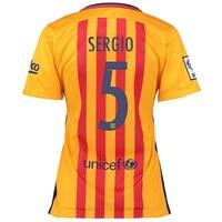 Barcelona Away Shirt 2015/16 - Womens Gold with Sergio 5 printing