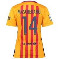 Barcelona Away Shirt 2015/16 - Womens Gold with Mascherano 14 printing