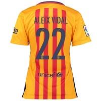 barcelona away shirt 201516 womens gold with aleix vidal 22 printing