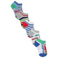 Baby Boy breathable cotton rich car and stripe pattern trainer socks five pack - Multicolour
