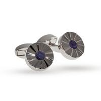 Babette Wasserman Rhodium Plated and Solalite Whirlwind Cufflinks