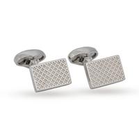 Babette Wasserman Rhodium Plated Clover Tile Cufflinks