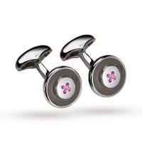 Babette Wasserman Grey Enamel Button Cufflinks