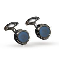 Babette Wasserman Boatyard Blue Round Cufflinks