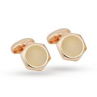 Babette Wasserman Hexagon Button Cufflinks Rose Gold Plated