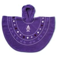 Baby Boum Hooded Fleece Poncho in \'Pichu\' design 9-36 months-Grape