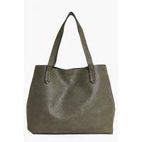 Basic Popper Shopper Bag - khaki