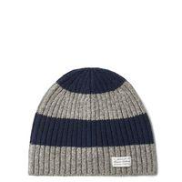 Bar Striped Beanie - Dark Grey Melange