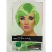babe wig green short bob with fringe ladies fancy dress hen party smif ...